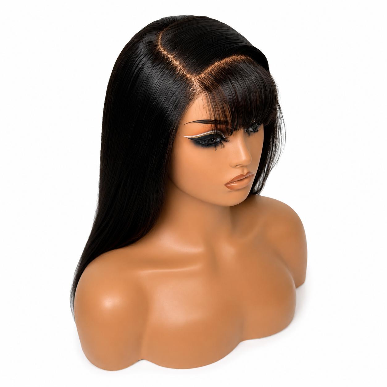 Leny & Nature Luxe Fringe Straight Wig – 20” 5x6 Transparent Lace | Pre-Plucked, Pre-Bleached & Ready-to-Wear