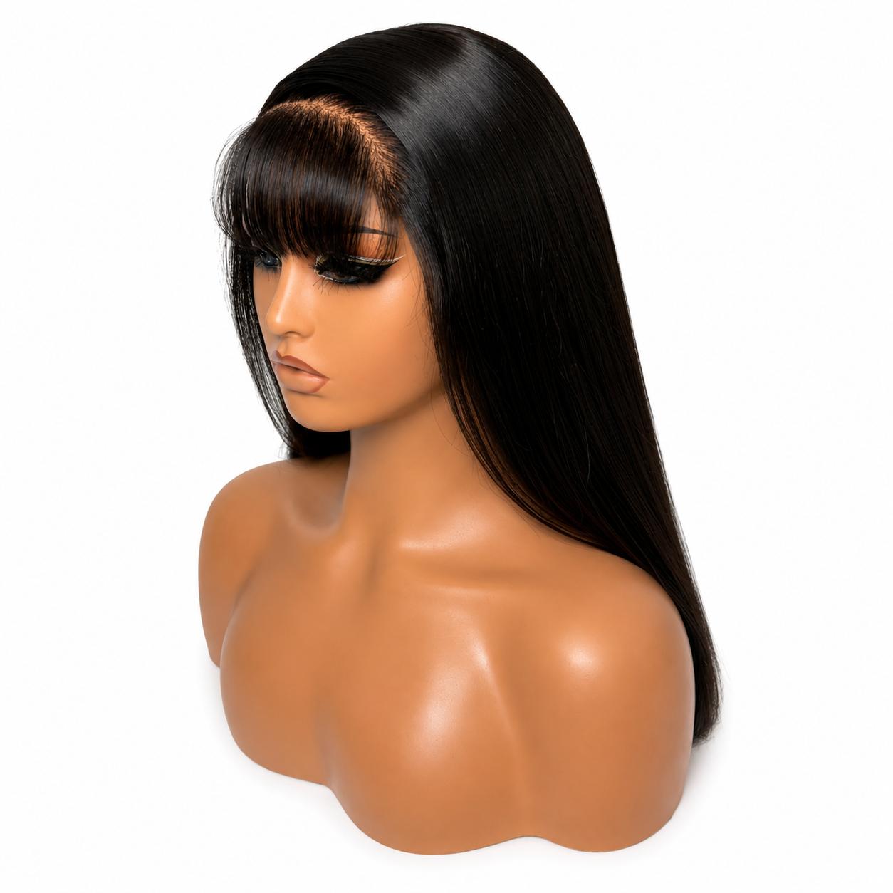 Leny & Nature Luxe Fringe Straight Wig – 20” 5x6 Transparent Lace | Pre-Plucked, Pre-Bleached & Ready-to-Wear