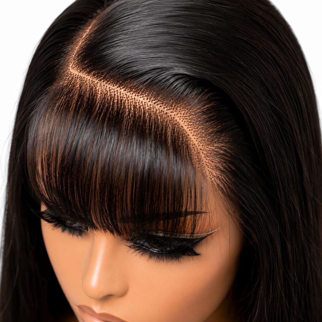 Leny & Nature Luxe Fringe Straight Wig – 20” 5x6 Transparent Lace | Pre-Plucked, Pre-Bleached & Ready-to-Wear