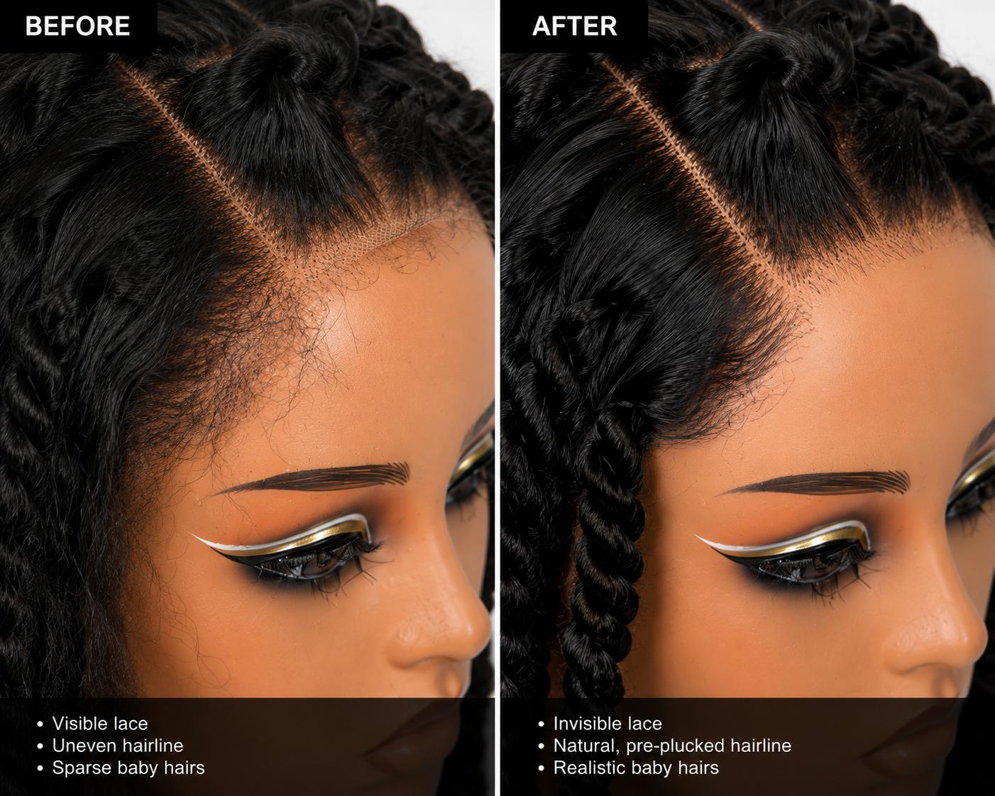 Summer Twist Braided Wig – Two Finger Part 5x5 Transparent Lace | Glueless Human Hair Wig | 250% Density | Pre-Cut with Adjustable Strap | 16”
