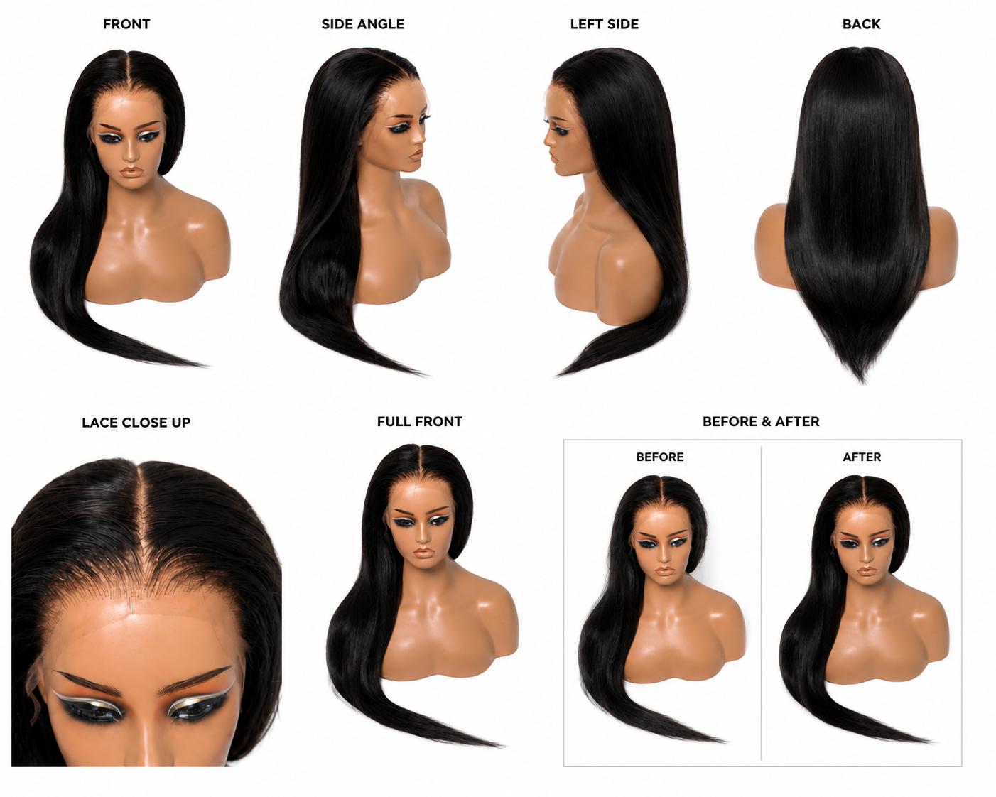 Signature Straight 13x6 HD Lace Wig – 100% Raw Human Hair | Glueless Luxury Straight Wig | Available in 20”–40”
