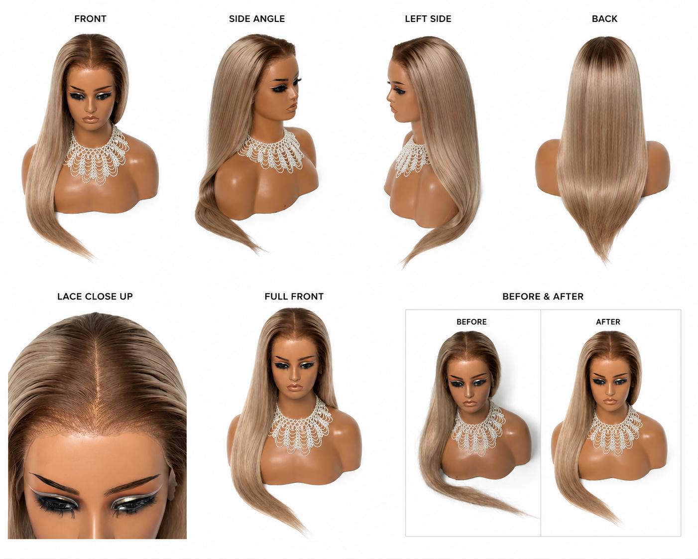 Youthy Blonde Sleek Ponytail Straight Wig – 13x6 HD Lace Glueless Unit | Highlight Blonde Human Hair