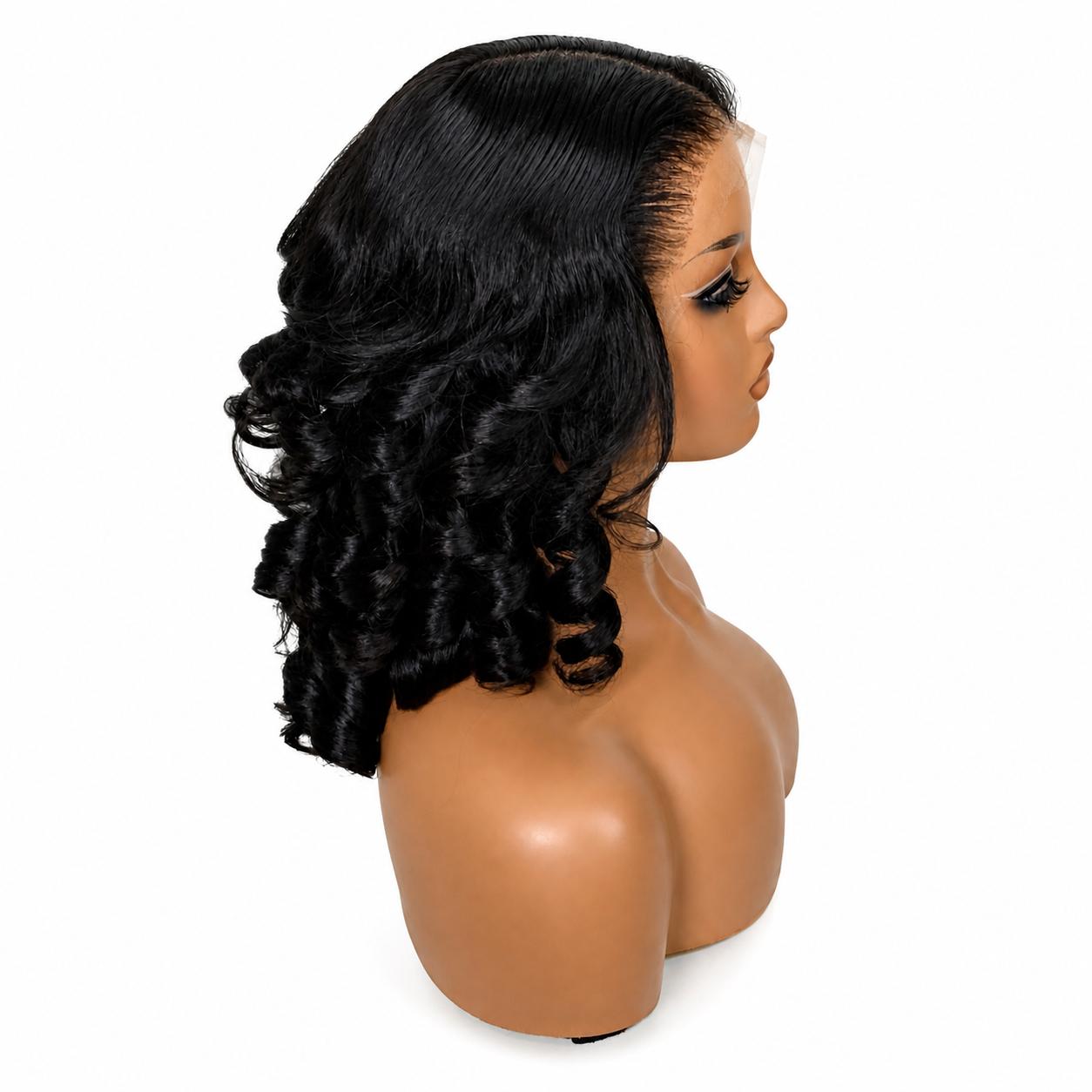 Midnight Luxe Bounce – 16” Raw Hair 13x6 HD Lace Wig with Adjustable Band & Back Strap | 250% Density